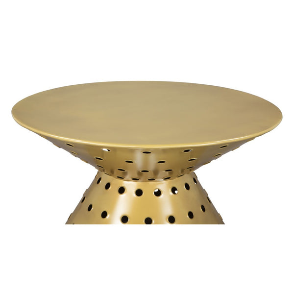 HomeRoots 30" Gold Iron Round Pedestal Coffee Table - Elegant Modern Centerpiece for Living Room & Office Spaces 565061