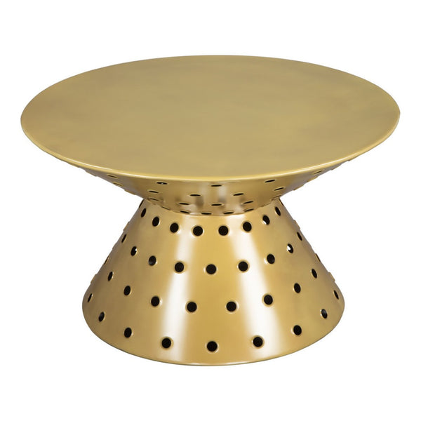 HomeRoots 30" Gold Iron Round Pedestal Coffee Table - Elegant Modern Centerpiece for Living Room & Office Spaces 565061