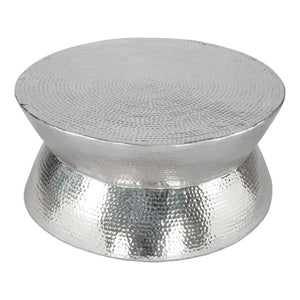 HomeRoots 37" Silver Aluminum Round Distressed Coffee Table – Vintage Charm with Modern Durability for Any Space 565064