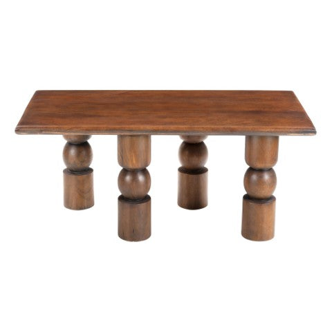 Homeroots 43" Stylish Brown Solid Wood Coffee Table With Elegant Geo Legs – Perfect Accent For Any Room!   565073
