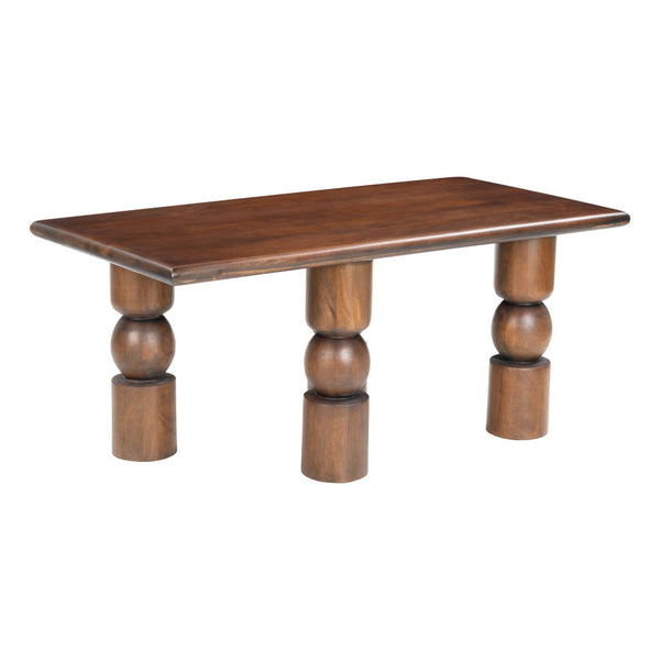 Homeroots 43" Stylish Brown Solid Wood Coffee Table With Elegant Geo Legs – Perfect Accent For Any Room!   565073