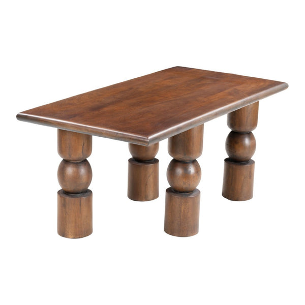 Homeroots 43" Stylish Brown Solid Wood Coffee Table With Elegant Geo Legs – Perfect Accent For Any Room!   565073
