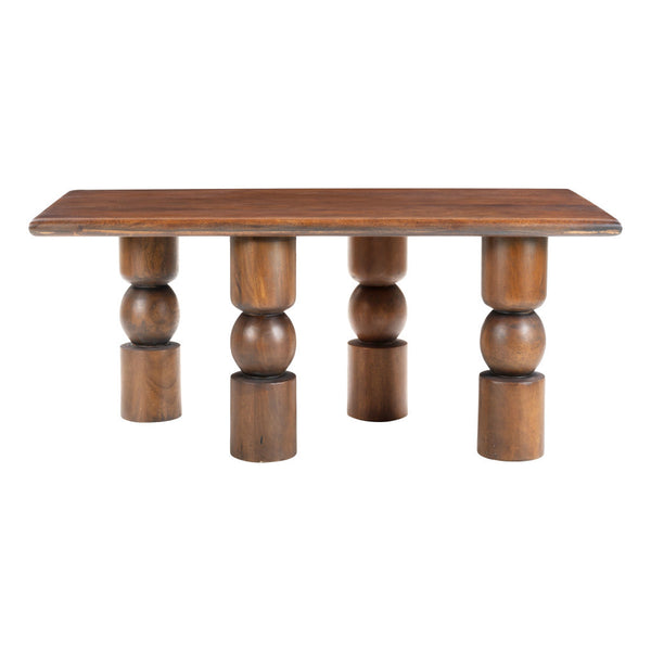 Homeroots 43" Stylish Brown Solid Wood Coffee Table With Elegant Geo Legs – Perfect Accent For Any Room!   565073