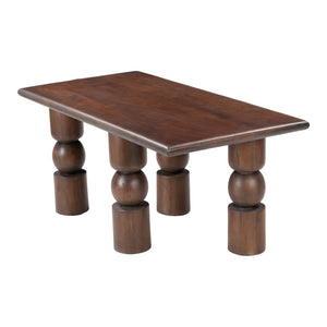 Homeroots 43" Stylish Brown Solid Wood Coffee Table With Elegant Geo Legs – Perfect Accent For Any Room!   565073