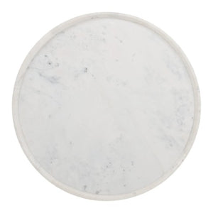 Homeroots 35" Modern Round Pedestal Coffee Table With White Faux Marble Top And Natural Wood Accent Finish   565074