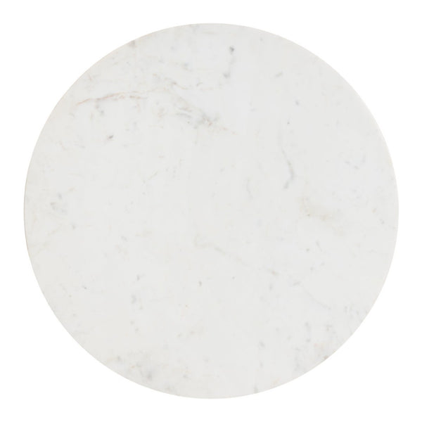 HomeRoots 32" White Marble & Solid Wood Round Drum Coffee Table – Modern Elegance for Any Living Space! 565075