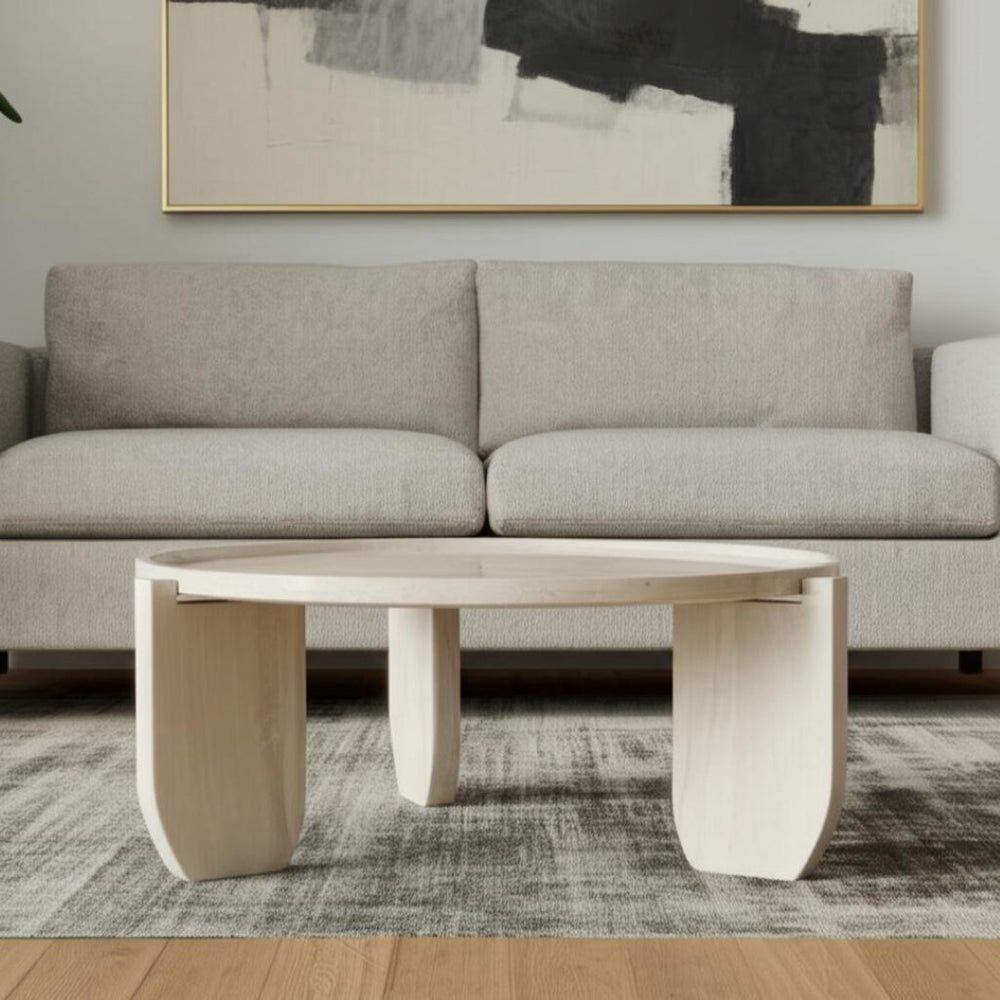 HomeRoots 30" Elegant Natural Marble Round Coffee Table - Modern Design for Living Room & Office Use 565076