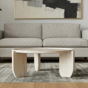 HomeRoots 30" Elegant Natural Marble Round Coffee Table - Modern Design for Living Room & Office Use 565076