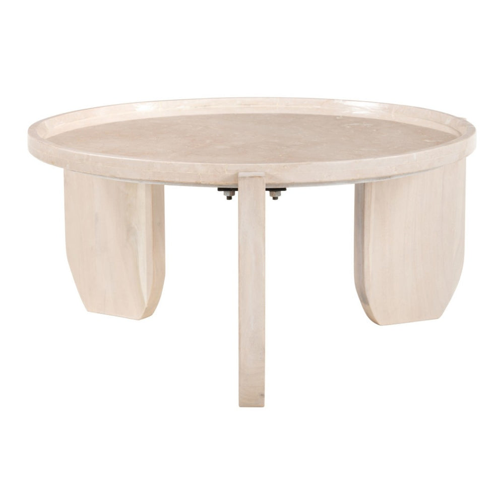 HomeRoots 30" Elegant Natural Marble Round Coffee Table - Modern Design for Living Room & Office Use 565076