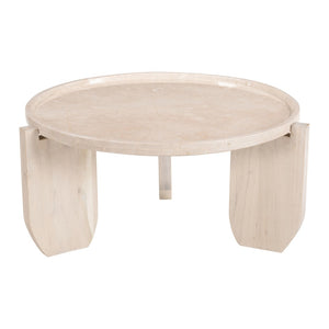 HomeRoots 30" Elegant Natural Marble Round Coffee Table - Modern Design for Living Room & Office Use 565076