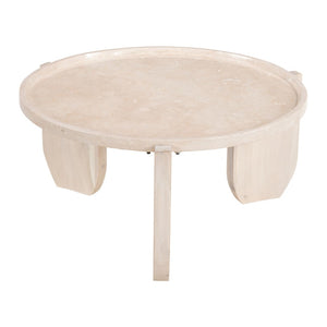 HomeRoots 30" Elegant Natural Marble Round Coffee Table - Modern Design for Living Room & Office Use 565076