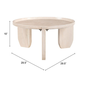 HomeRoots 30" Elegant Natural Marble Round Coffee Table - Modern Design for Living Room & Office Use 565076