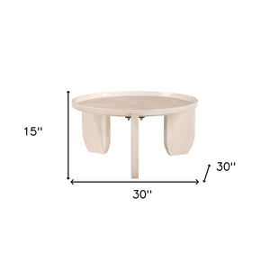 HomeRoots 30" Elegant Natural Marble Round Coffee Table - Modern Design for Living Room & Office Use 565076