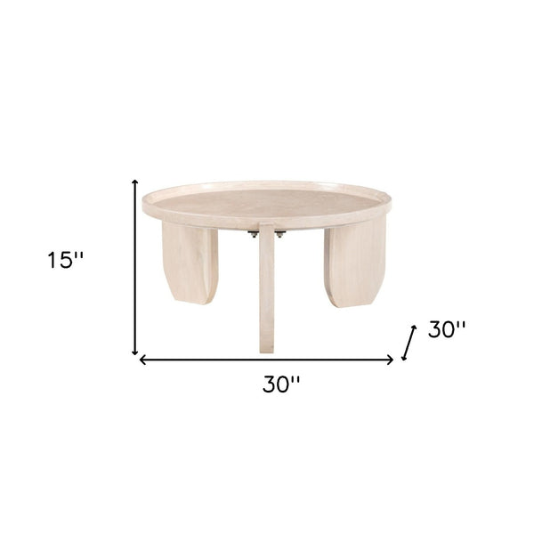 HomeRoots 30" Elegant Natural Marble Round Coffee Table - Modern Design for Living Room & Office Use 565076