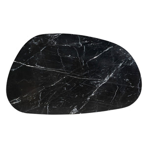 Homeroots 54" Black Genuine Marble And Wood Free Form Coffee Table - Chic Modern Accent For Any Space   565078
