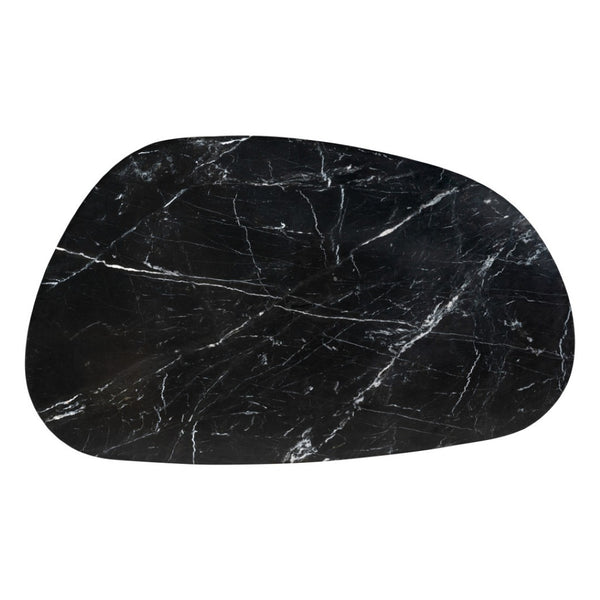 Homeroots 54" Black Genuine Marble And Wood Free Form Coffee Table - Chic Modern Accent For Any Space   565078