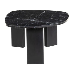 Homeroots 54" Black Genuine Marble And Wood Free Form Coffee Table - Chic Modern Accent For Any Space   565078