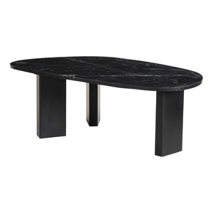 Homeroots 54" Black Genuine Marble And Wood Free Form Coffee Table - Chic Modern Accent For Any Space   565078