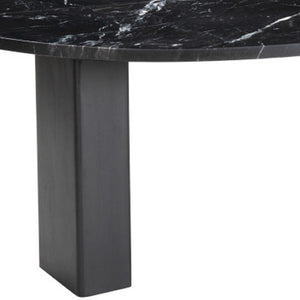 Homeroots 54" Black Genuine Marble And Wood Free Form Coffee Table - Chic Modern Accent For Any Space   565078