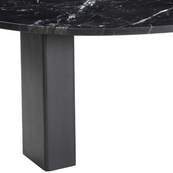 Homeroots 54" Black Genuine Marble And Wood Free Form Coffee Table - Chic Modern Accent For Any Space   565078