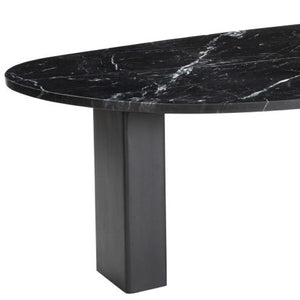 Homeroots 54" Black Genuine Marble And Wood Free Form Coffee Table - Chic Modern Accent For Any Space   565078