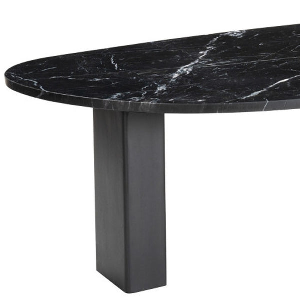 Homeroots 54" Black Genuine Marble And Wood Free Form Coffee Table - Chic Modern Accent For Any Space   565078