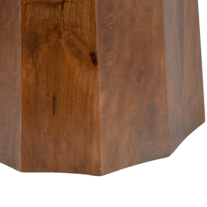 HomeRoots 35" Black Marble & Walnut Round Pedestal Coffee Table - Elegant Design for Modern Living Spaces 565083