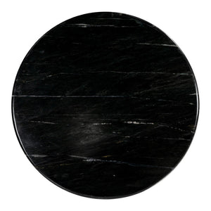 HomeRoots 35" Black Marble & Walnut Round Pedestal Coffee Table - Elegant Design for Modern Living Spaces 565083