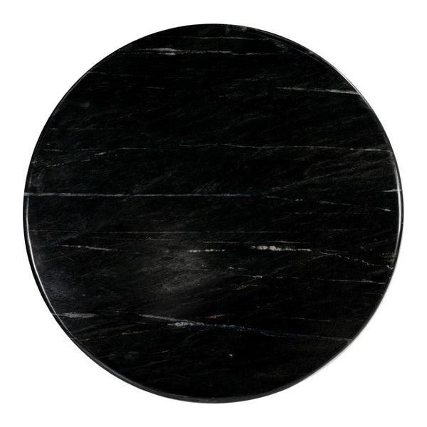 HomeRoots 35" Black Marble & Walnut Round Pedestal Coffee Table - Elegant Design for Modern Living Spaces 565083