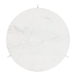 HomeRoots 30" White Marble & Silver Aluminum Round Coffee Table - Elegant Modern Design for Any Space 565084
