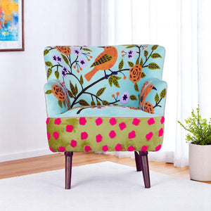 Homeroots 32" Vibrant Floral Arm Chair With Embroidered Upholstery - Cozy Seating For Stylish Decor!   565085