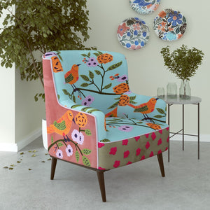Homeroots 32" Vibrant Floral Arm Chair With Embroidered Upholstery - Cozy Seating For Stylish Decor!   565085