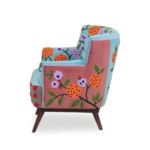 Homeroots 32" Vibrant Floral Arm Chair With Embroidered Upholstery - Cozy Seating For Stylish Decor!   565085