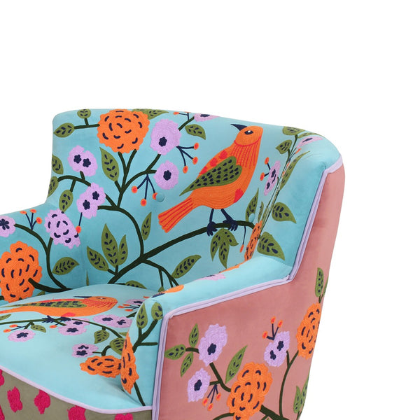 Homeroots 32" Vibrant Floral Arm Chair With Embroidered Upholstery - Cozy Seating For Stylish Decor!   565085