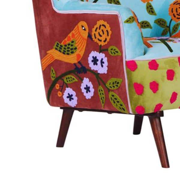 Homeroots 32" Vibrant Floral Arm Chair With Embroidered Upholstery - Cozy Seating For Stylish Decor!   565085