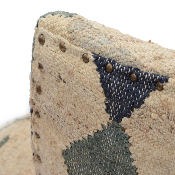 Homeroots 26" Southwestern Wingback Chair In Beige, Blue, And Red – Handcrafted Jute Accent For Stylish Comfort   565086