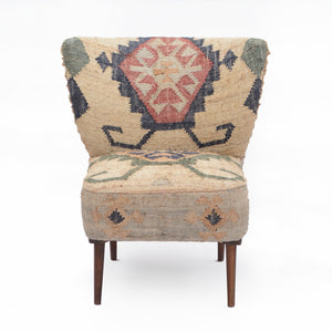 Homeroots 26" Southwestern Wingback Chair In Beige, Blue, And Red – Handcrafted Jute Accent For Stylish Comfort   565086