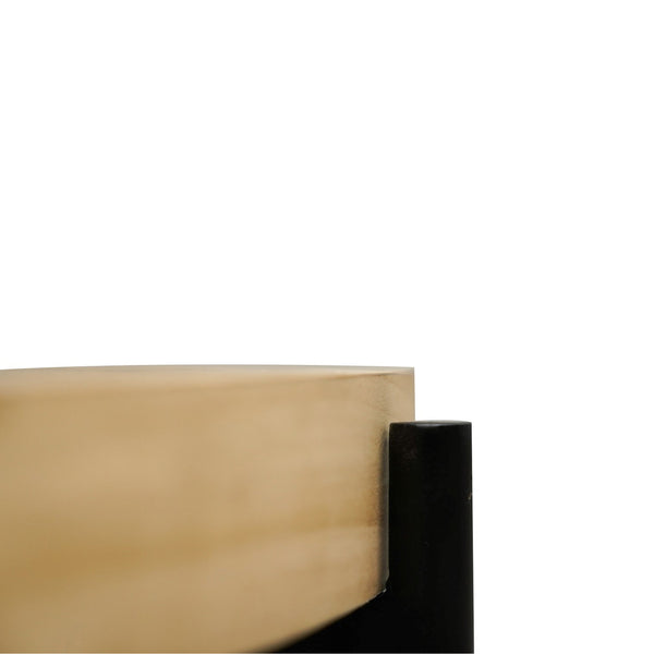 Homeroots 36" Natural And Black Wood And Iron Round Coffee Table   565089