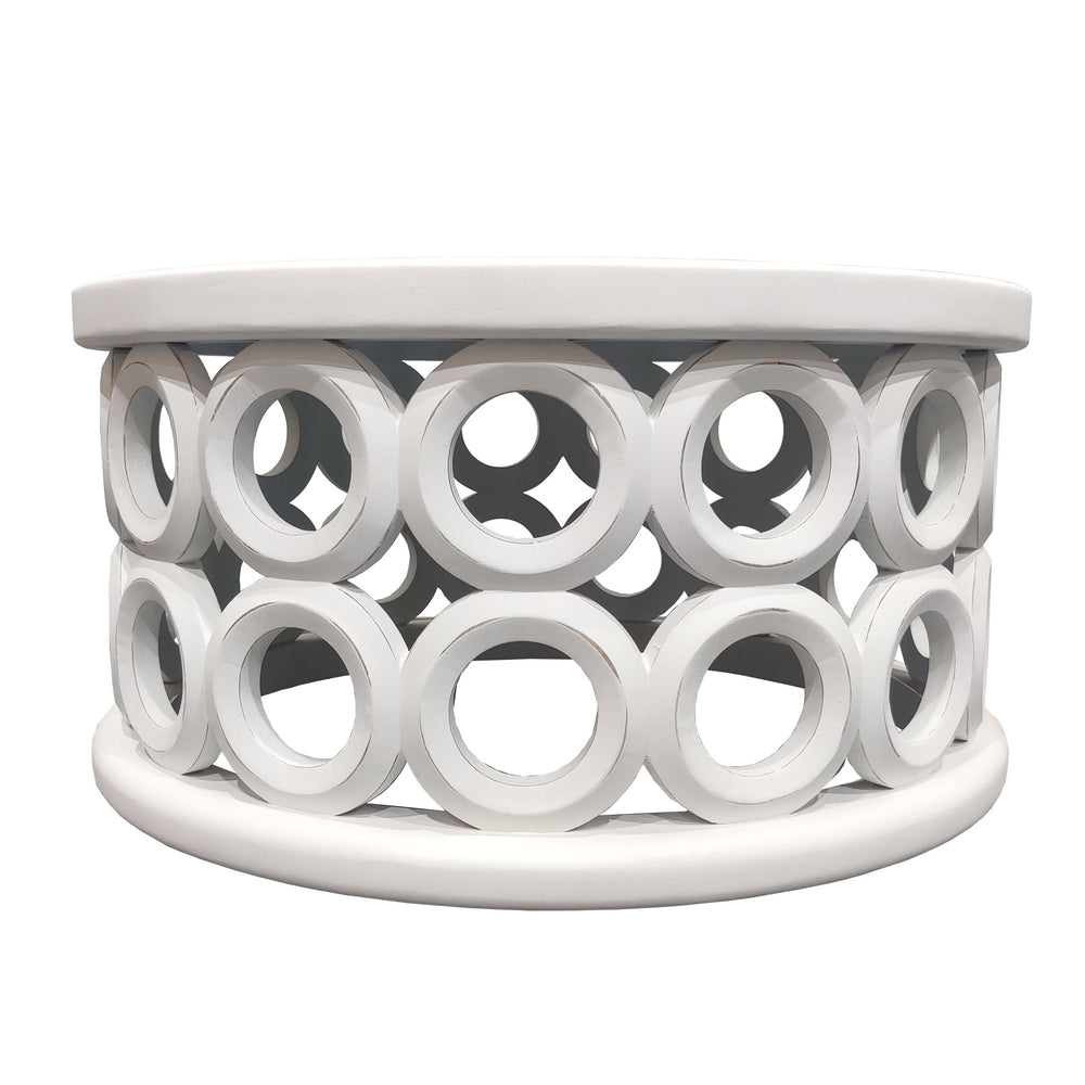 Homeroots 36" White Solid Wood Round Coffee Table   565090