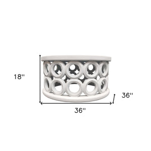Homeroots 36" White Solid Wood Round Coffee Table   565090