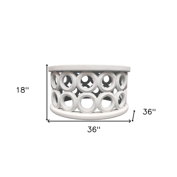 Homeroots 36" White Solid Wood Round Coffee Table   565090