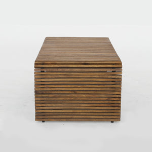 Homeroots 26" Brown Solid Wood Stripes Coffee Table   565091