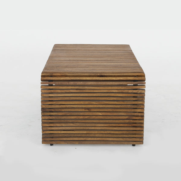 Homeroots 26" Brown Solid Wood Stripes Coffee Table   565091