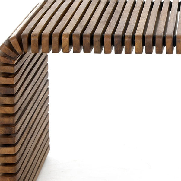 Homeroots 26" Brown Solid Wood Stripes Coffee Table   565091