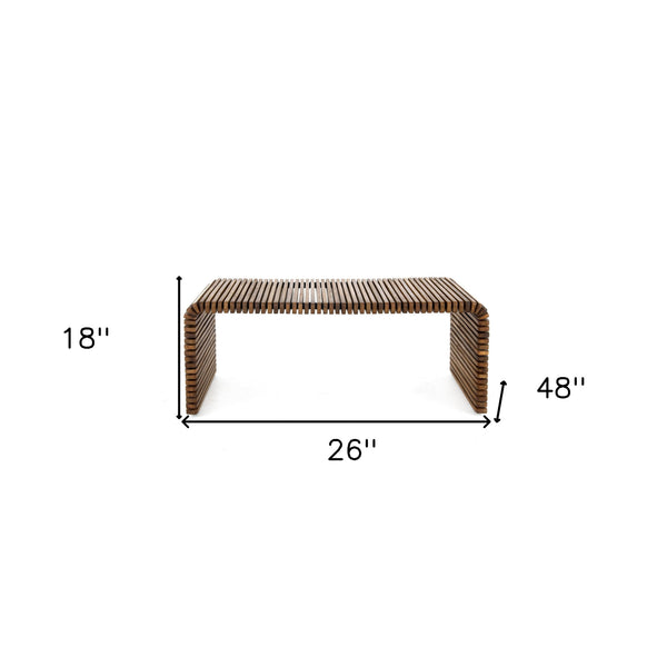 Homeroots 26" Brown Solid Wood Stripes Coffee Table   565091