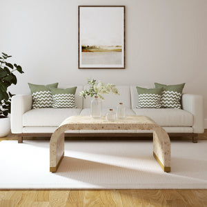 Homeroots 24" Natural And Brass Wood And Brass Oval Coffee Table   565092