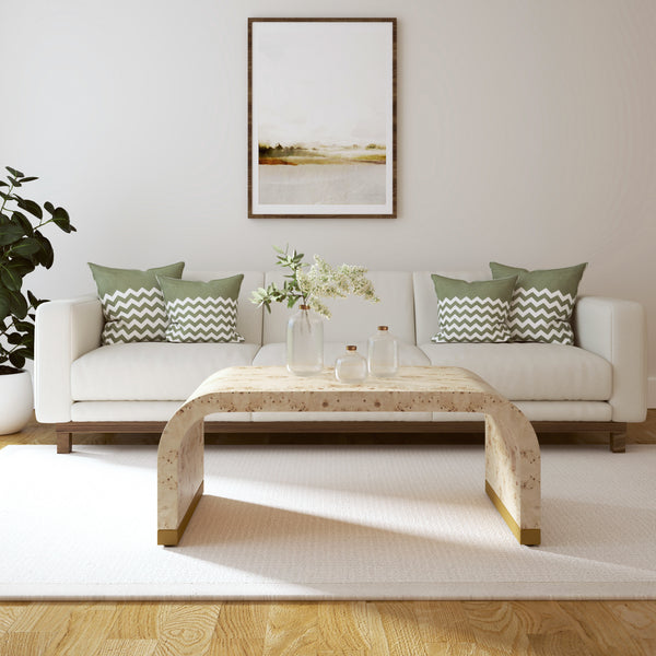 Homeroots 24" Natural And Brass Wood And Brass Oval Coffee Table   565092