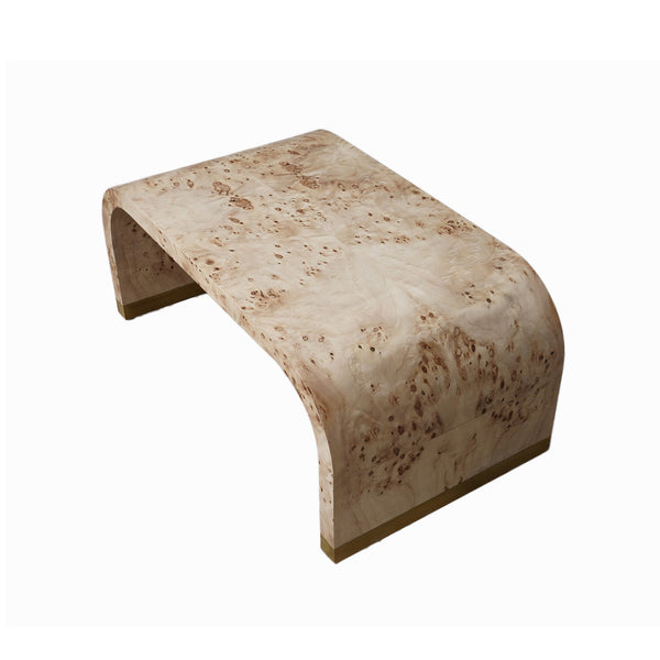 Homeroots 24" Natural And Brass Wood And Brass Oval Coffee Table   565092