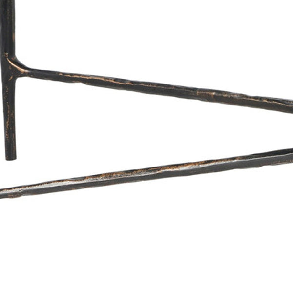 Homeroots 28" White And Brown Genuine Marble And Aluminum Metal Coffee Table   565094