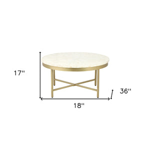 Homeroots 18" Ivory And Gold Wood And Steel Round Coffee Table   565095
